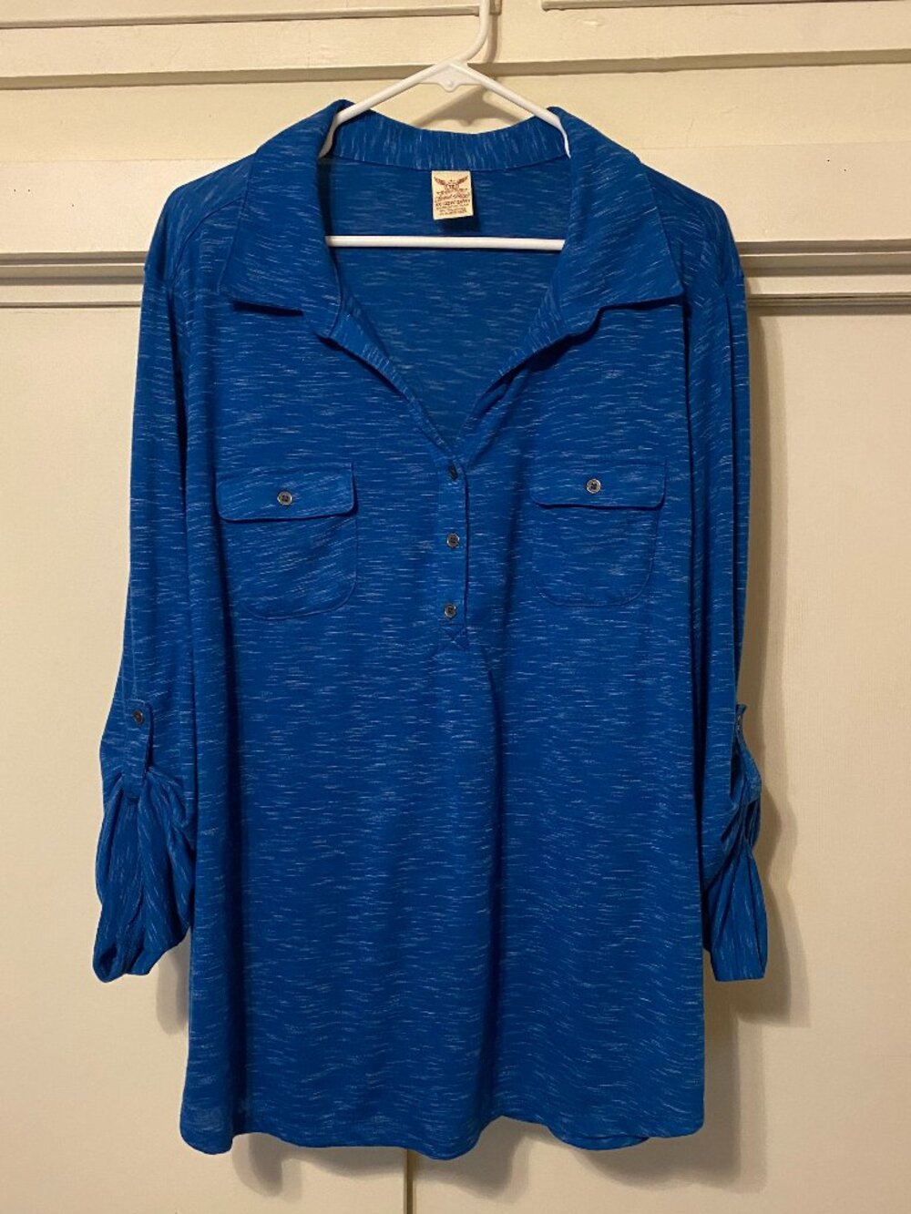 Faded Glory, blue canoe, 3-button, comfy & gorgeous tunic, size 3X